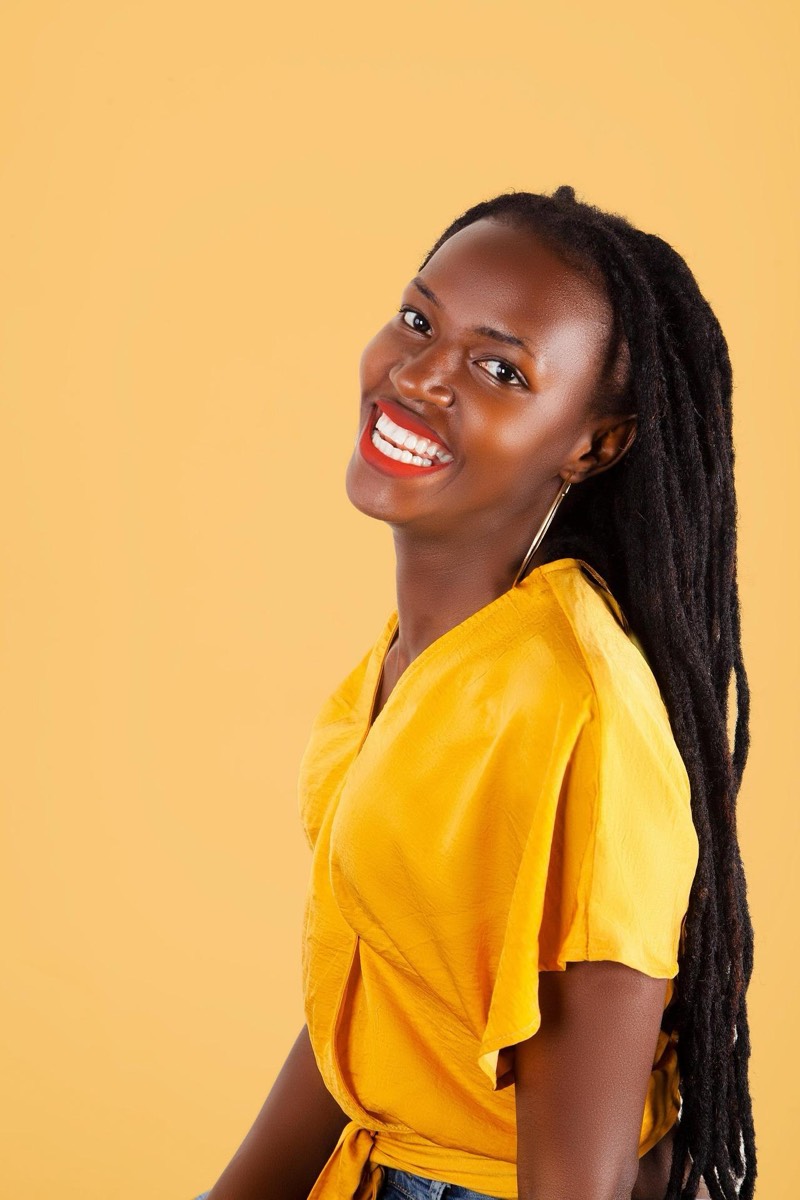Woman smiling warmly