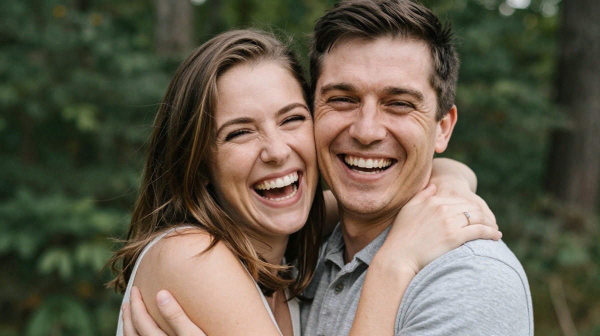 Young couple smiling and laughing together